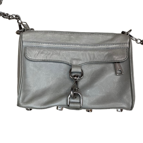 Rebecca Minkoff Gray Leather Mini Mac Crossbody Bag Silver Chain - Picture 16 of 16